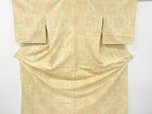 アンティーク　亀甲に麻の葉模様織り出し手織り紬単衣着物